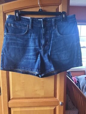 Dark Blue Denim High-Rise Jean Shorts
